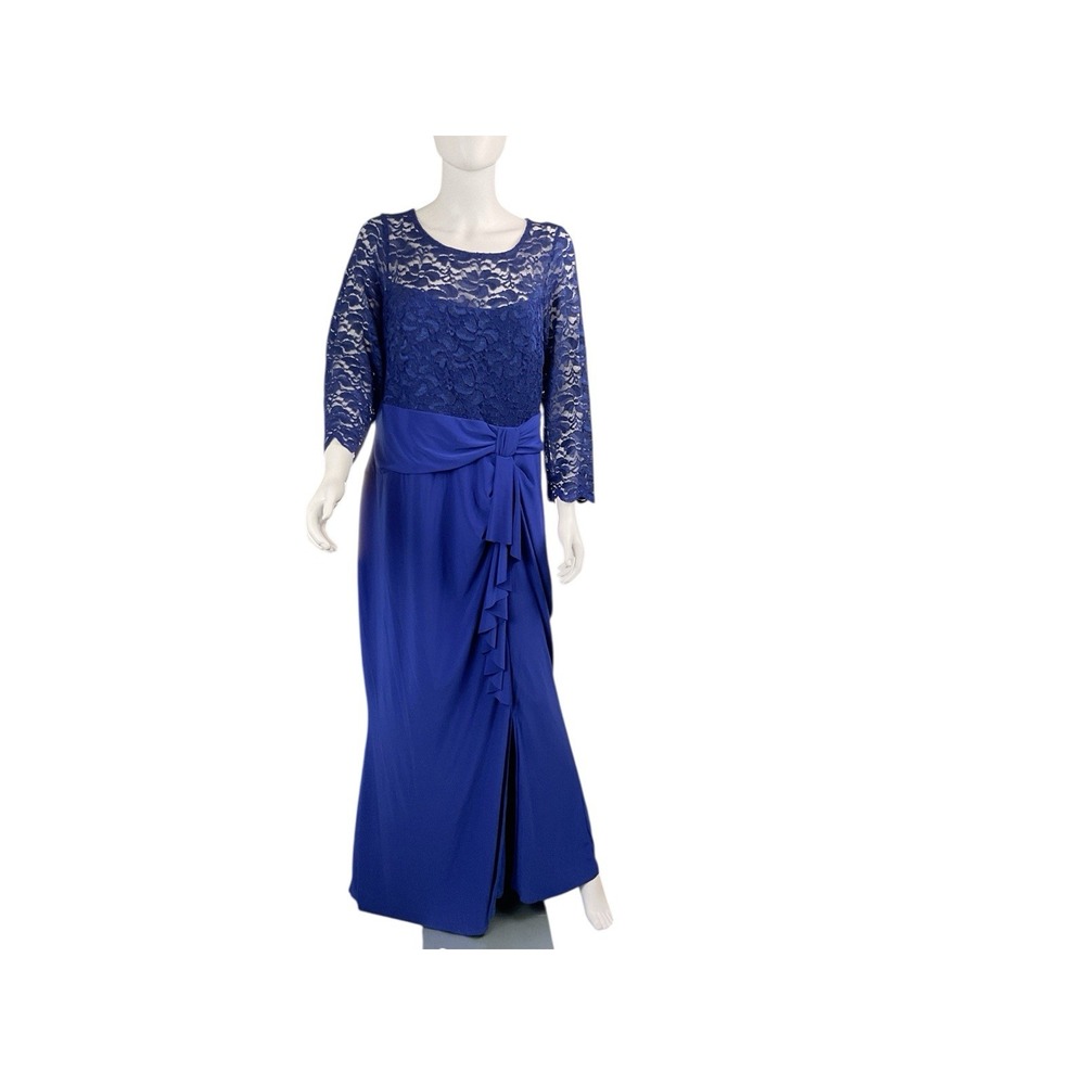 Marina Women Evening Dress‎ Maxi Size 14 W Lace Top Blue